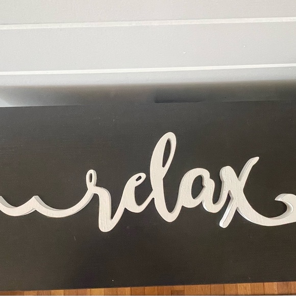 $15 SALE Elegant White Relax Script Wall Art Beach Ocean Wave Mermaid Tail Wood - Picture 2 of 9